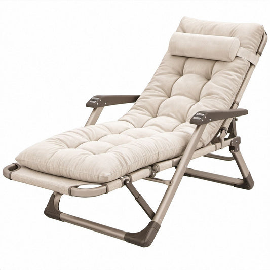 Regulowany składany leżak ogrodowy z aluminium i poliestru Beżowy/Taupe 178 x 65 x 110 cm