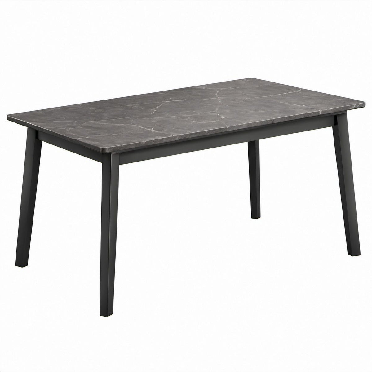 Prostokątny stół do jadalni 140 x 80 x 75 cm z blatem MDF w dekorze szarego marmuru, szaro-czarny